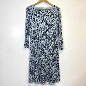Boden Blue and Black Floral Paisley Dress